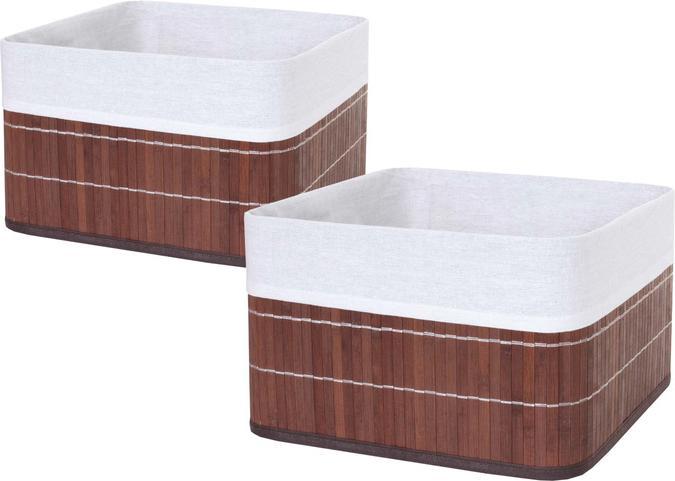 Actual product image Swisshandel24 2x Storage Basket, Basket Storage Box Sorting Box Shelf Basket, Bamboo - brown (33 cm, 2x)