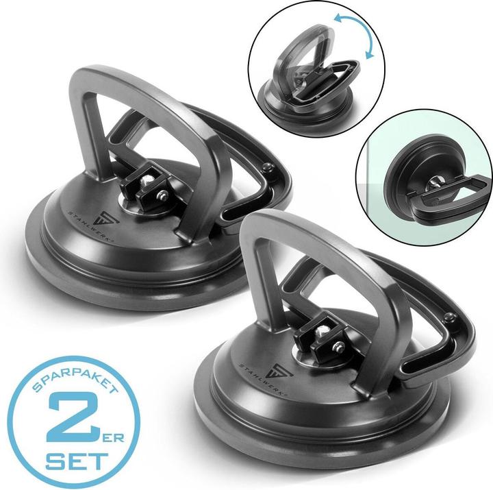 Produktbild Stahlwerk Saugheber 2er Set mit 2 x 50 kg Tragkraft und 12,5 cm | 5“ Durchmesser (50 kg)