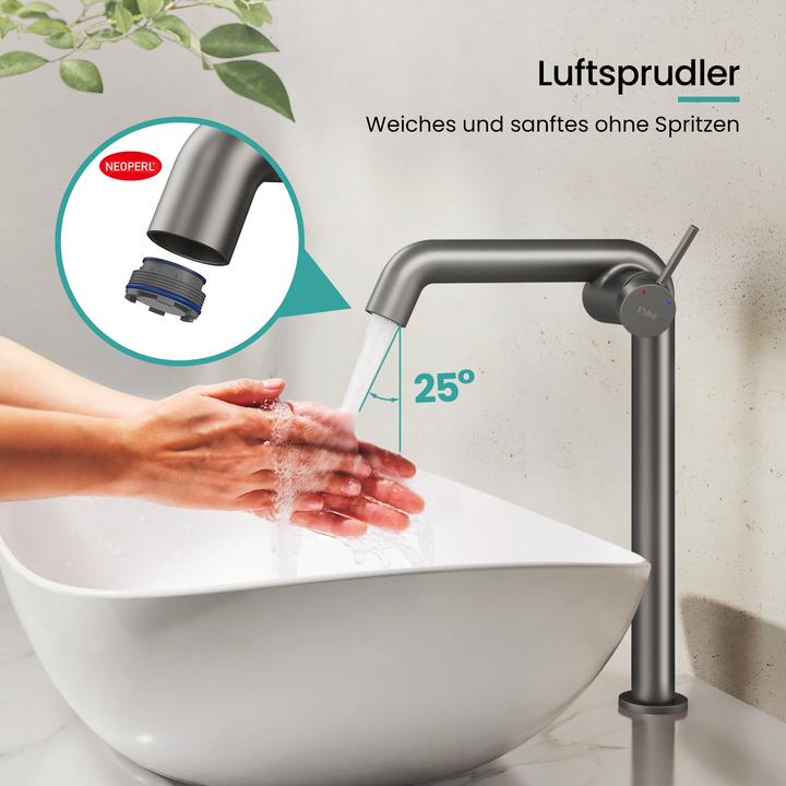 Produktbild Emke Wasserhahn Bad Messing Keramikkartusche Luftsprudler Waschtischarmatur Mischbatterie einfache Instal