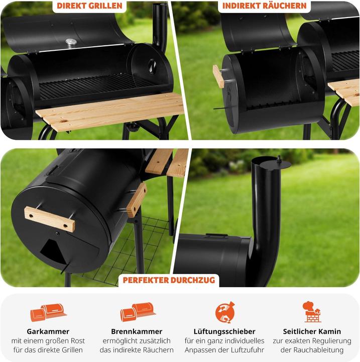 Produktbild tectake Holzkohlegrill Smoker (58 cm)