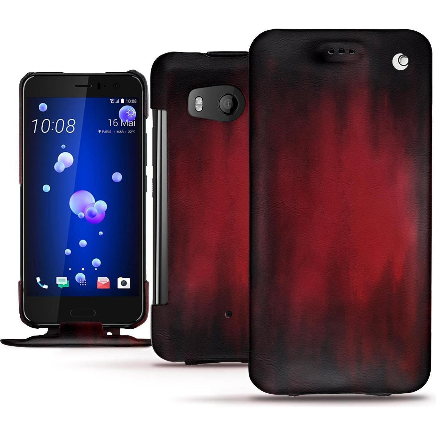 Noreve Lederschutzhülle vertikal (HTC U11), Smartphone Hülle, Rot