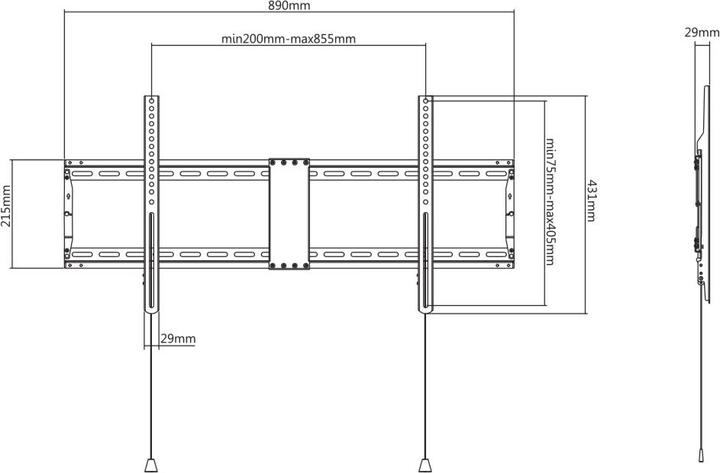 Produktbild Deltaco ARM-0202 (Wand, 90", 70 kg)