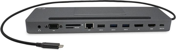 Actual product image i-tec USB-C Metal 4K 3xDisplay DS 1xHDMI1xVGA1xDP 1xSD+1xmicroSD CR 1xGLAN 1x3.5mmAudio 2xUSB 3.0 2x (USB-C, 9 ports)