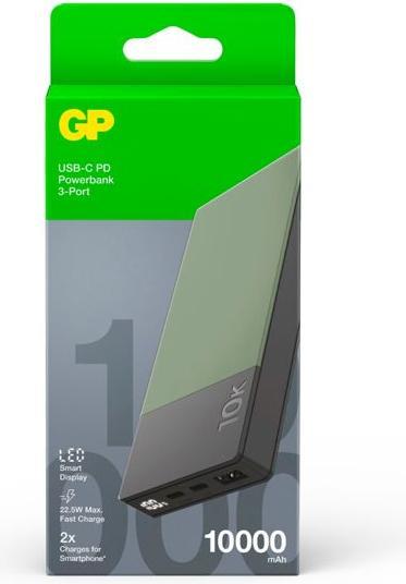 Produktbild GP Batteries GP PowerBank M2+ 10C 10000mAh 2xUSB-C/1xUSB-A grün LED-Anzeige (22.50 W, 37 Wh)