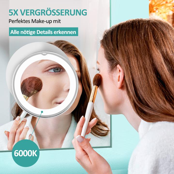 Actual product image Emke Kosmetikspiegel Mit Beleuchtung 5x VergrössErung, Starker Saugnapf, Blendfreier Led Licht, 175mm