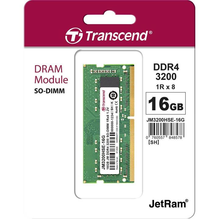Image du produit Transcend JM3200HSE-16G (1 x 16GB, 3200 MHz, RAM DDR4, SO-DIMM)