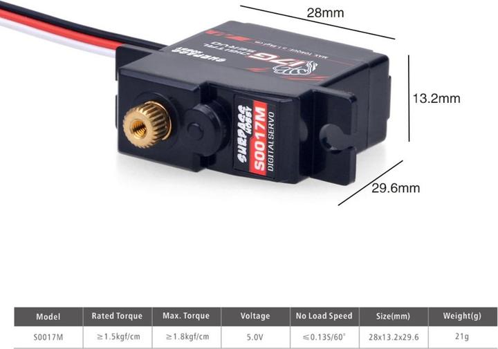Actual product image Surpass Hobby Servo 17G S0017M