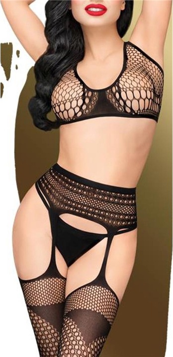 Actual product image Penthouse Lingerie Top with suspender belt and stockings "Smoking gun (M/L)