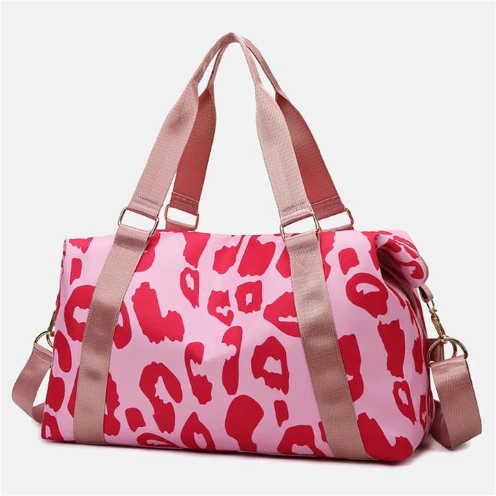 Actual product image Only-Bags.Store Fashionable Travel Bags Leopard Big Nylon Tote Fitness Gym Weekend Handbags Wet and Dry Separation