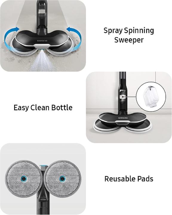 Produktbild Samsung Custom Printed Jet Spray Spinning Sweeper Brush Vacuum Mopping Attachment Silver