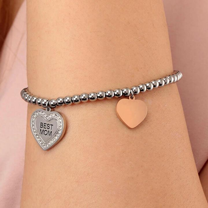 Actual product image La Petite Story Family Best Mom Bracelet (20 cm, Stainless steel)