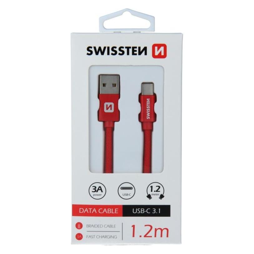 Swissten Datenkabel Textil Usb / Usb-C 1.2 M (1.20 m, Usb 3.2 Gen 1), Usb Kabel