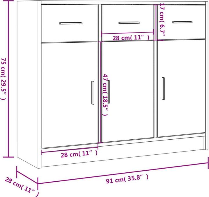 Immagine prodotto vidaXL Lara (91 x 28 x 75 cm)
