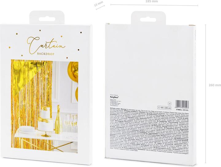 Productafbeelding Partydeco Feestaccessoire Gordijn 90 x 250 cm, Goud (1 Pcs.)