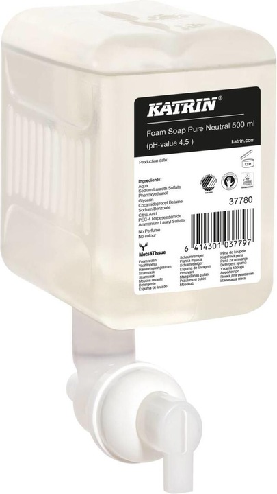 Actual product image Katrin Foaming soap Pure neutral dermatologically tested 4,5 0,5l (Liquid soap, 500 ml)