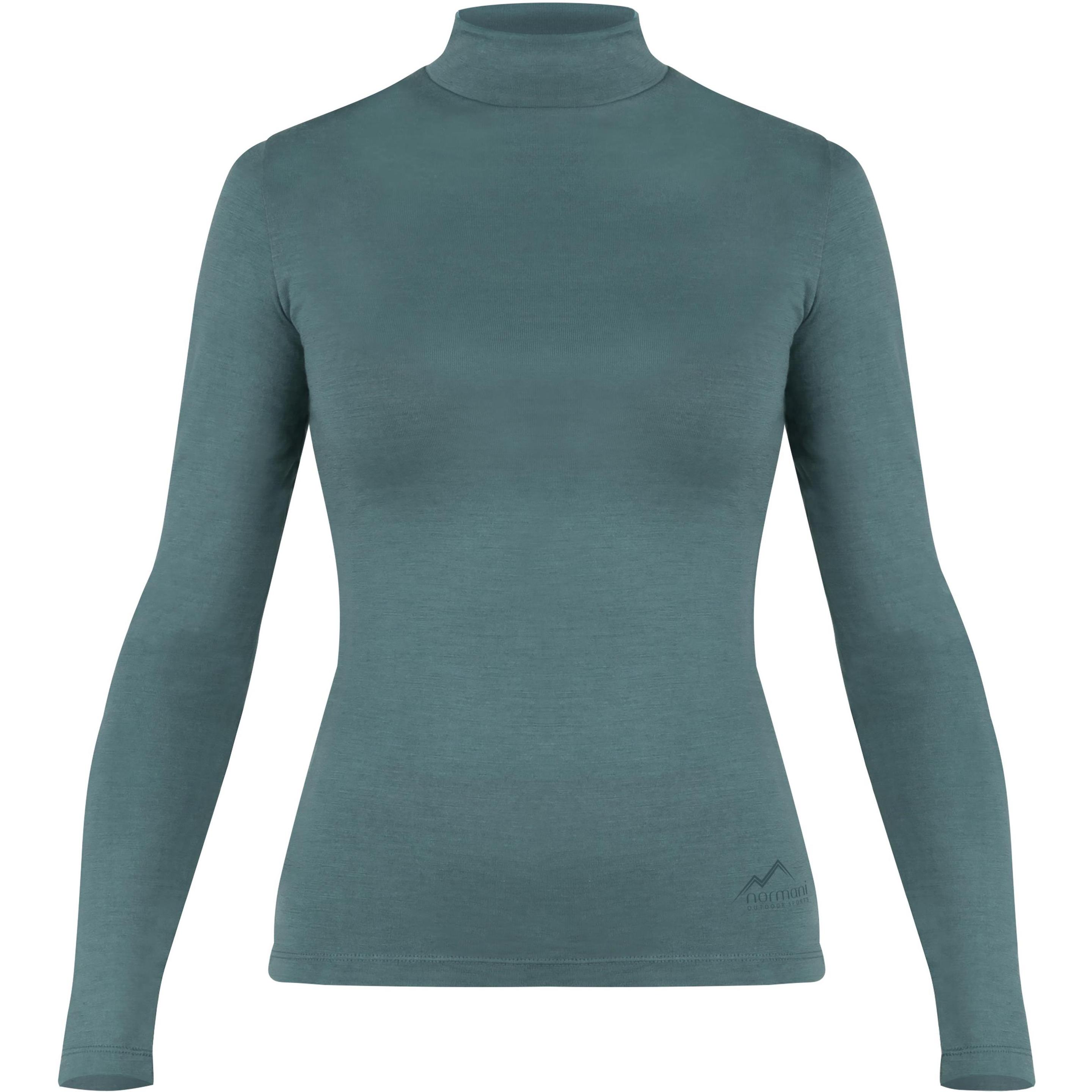 Normani, Damen, Funktionsshirt, Damen Merino Longsleeve mit Stehkragen „Romsey" - 9561 (XL), Blau, XL