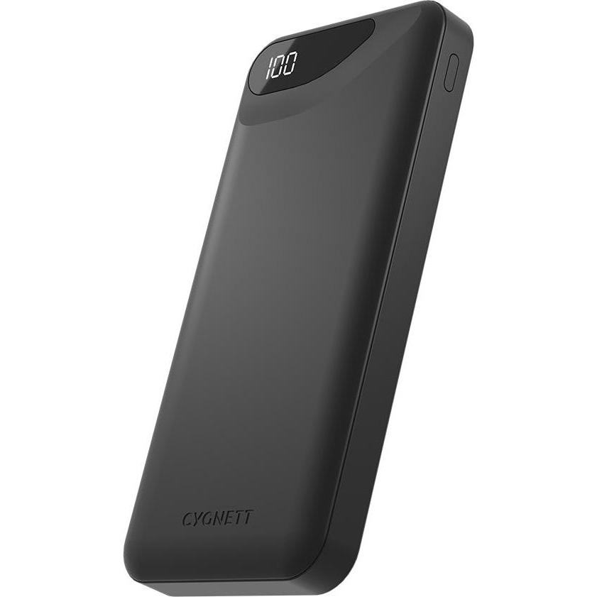 Cygnett POWER BANK 10000MAH BLACK 3 DEVICE 1 USB-C 2 USB-A DISPLAY (10000 mAh, 15 W, 37 Wh), Powerbank, Schwarz