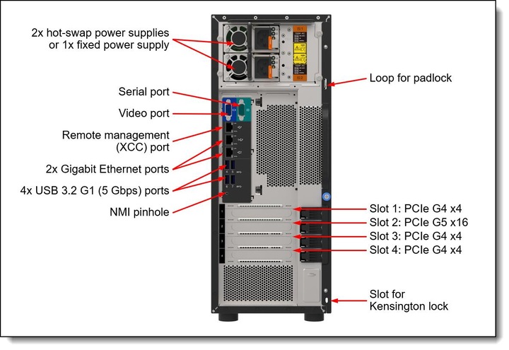 Produktbild Lenovo ThinkSystem ST250 V3, 2,6 GHz, E-2468, 32 GB, DDR5-SDRAM, 800 W, Tower (32 GB, Tower Server)
