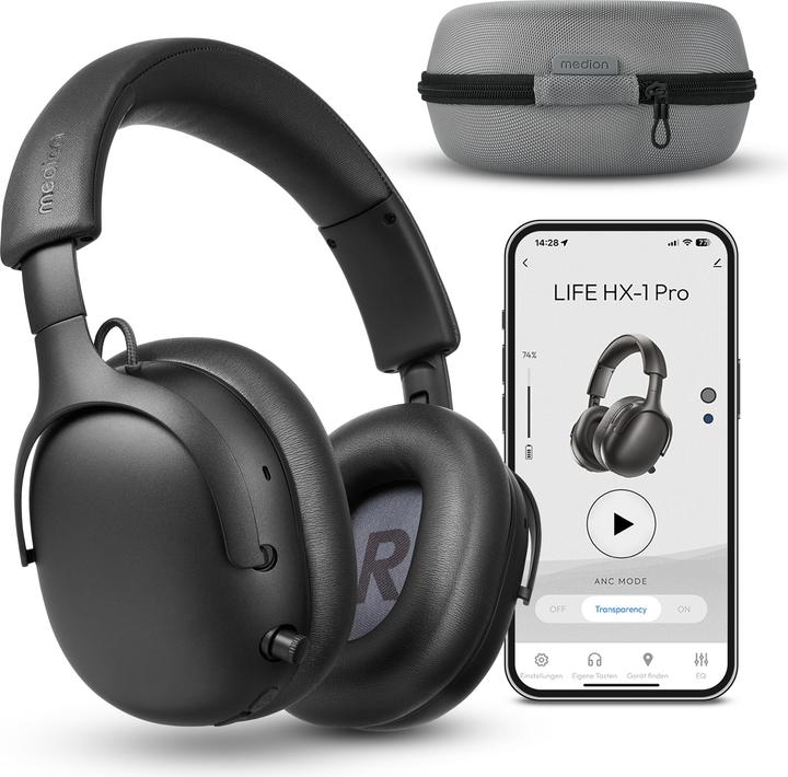 Actual product image Medion LIFE HX-1 Pro Over Ear-Kopfhörer grau (Wireless)
