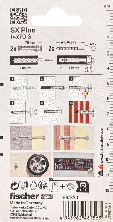 Actual product image Fischer Dowel SX Plus 14x70 S K (2 pcs.)