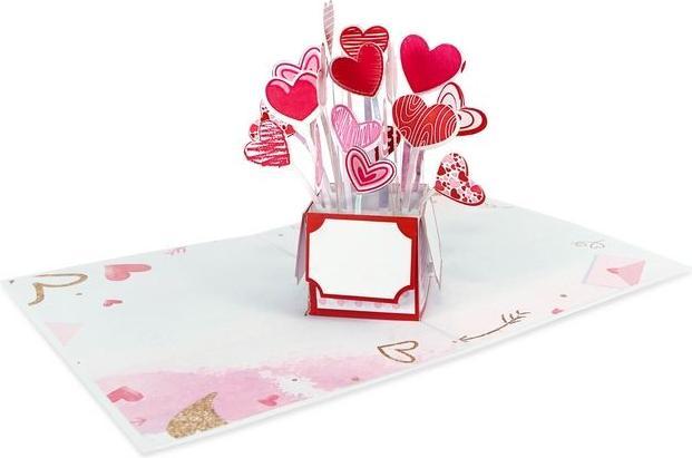 MU Classic Pop-Up Valentinstags Glückwunschkarte - Herzen (1 Stk.)