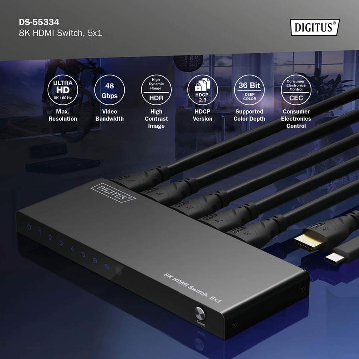 Actual product image Digitus 8K HDMI Switch, 5x1
