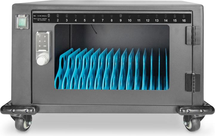 Actual product image Digitus Mobile charging cabinet, 14", USB-C, electr. PIN key, 16 charging stations, fan, 384 x 550 x 375 mm