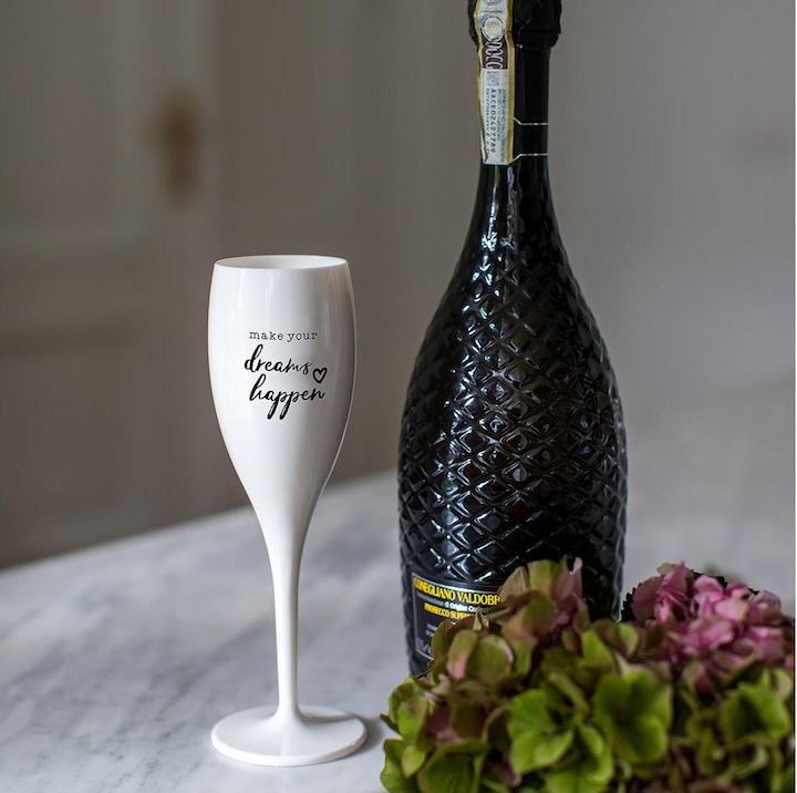 Actual product image Koziol Champagne glass super glass Make your dreams happen 100 ml, 1 pc. (10 cl, 1 Glasses, Champagne glasses)