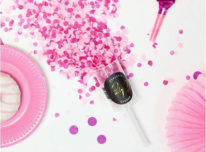 Productafbeelding Partydeco Confetti Cannon Push Pop Ø 8 mm, 1 stuk, Roze (1 Pcs.)