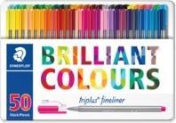 Actual product image Staedtler triplus fineliner 334 triangular fineliner metal case with 50 pieces, assorted (Silver, 50x)