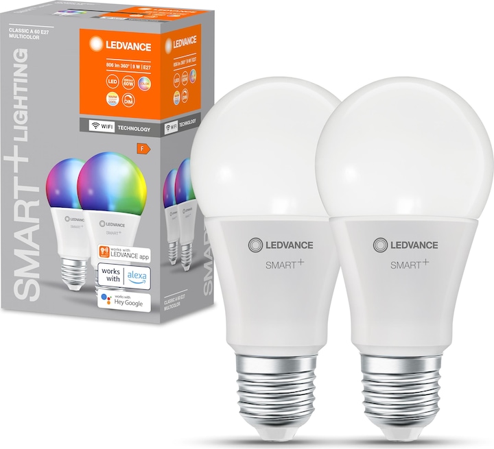 Image du produit Ledvance Smart+ Wifi Classic (E27, 9 W, 806 lm, 2 x, F)