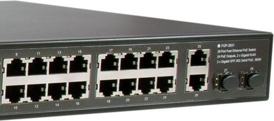 Actual product image LevelOne Switch 28x FE FGP-2831 2xGE 2xGSFP 802.3xPoE (28 ports)