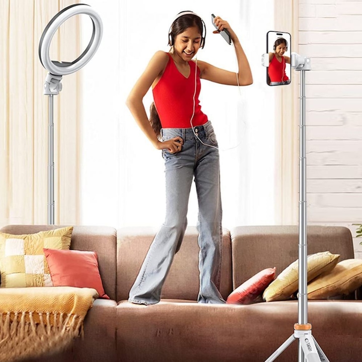 Actual product image Tech-Protect L03S Bluetooth selfie stick with remote control, tripod up to 148cm and 180 head - whit