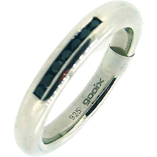 Gooix, Ring, Bandring mit 7 schwarzen Zirkonia, (56, 925 Silber)