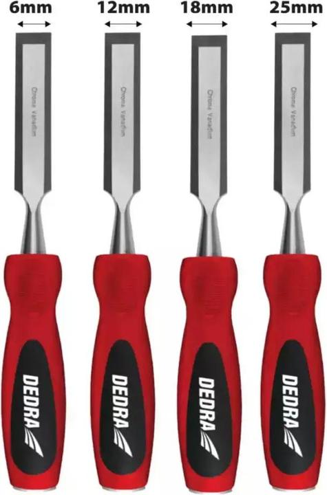 Actual product image Dedra Chisel set 4 pieces: 6, 12, 18, 25 mm, CrV steel, double matted handle