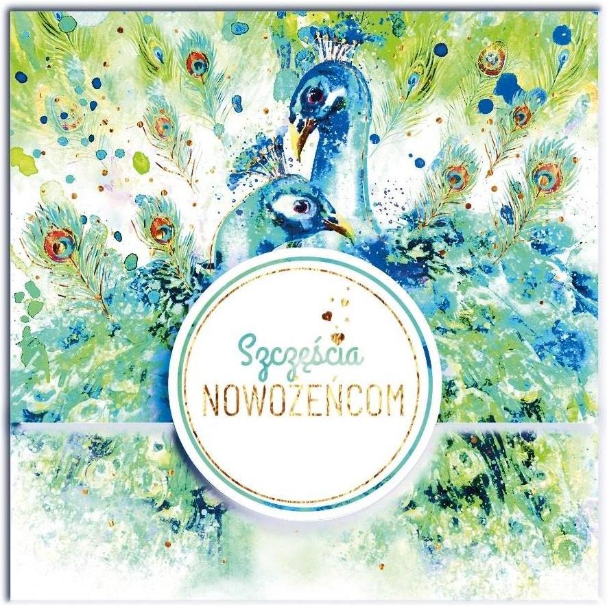 Henry Holt, Biglietto di auguri + Carta da lettere, KW Kartenumschlag mit Ring Hochzeit Pfauen (1 pz.)