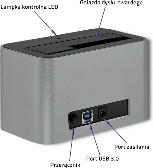 Actual product image Qoltec 50315 HDD/SSD Docking Station (USB-A, 1 portion)