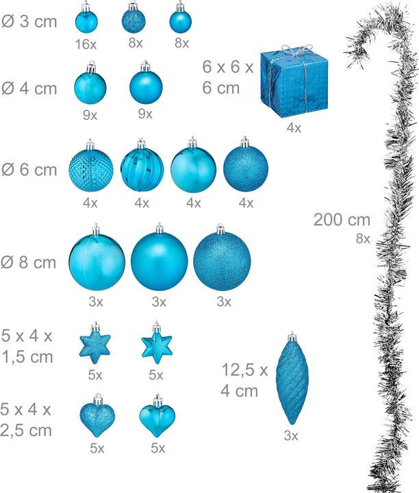 Image du produit Relaxdays 110 pcs. ensemble de boules de Noël (110 -pièce)