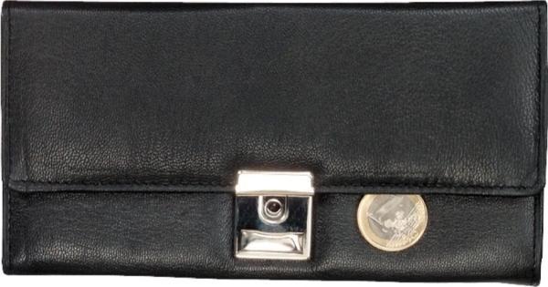 Alassio Kellnerbörse aus feinstem Nappaleder, ca. 18,5 x 9,5 cm Münzbörse, 18 cm, Schwarz