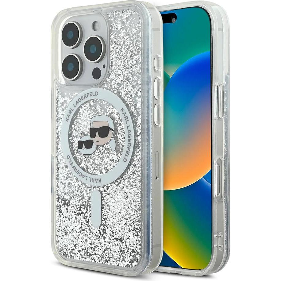 Karl Lagerfeld KLHMP16LLGKCSGH iPhone 16 Pro 6.3" hardcase transparent Liquid Glitter Karl&Choupette (Apple iPhone 16 Pr...