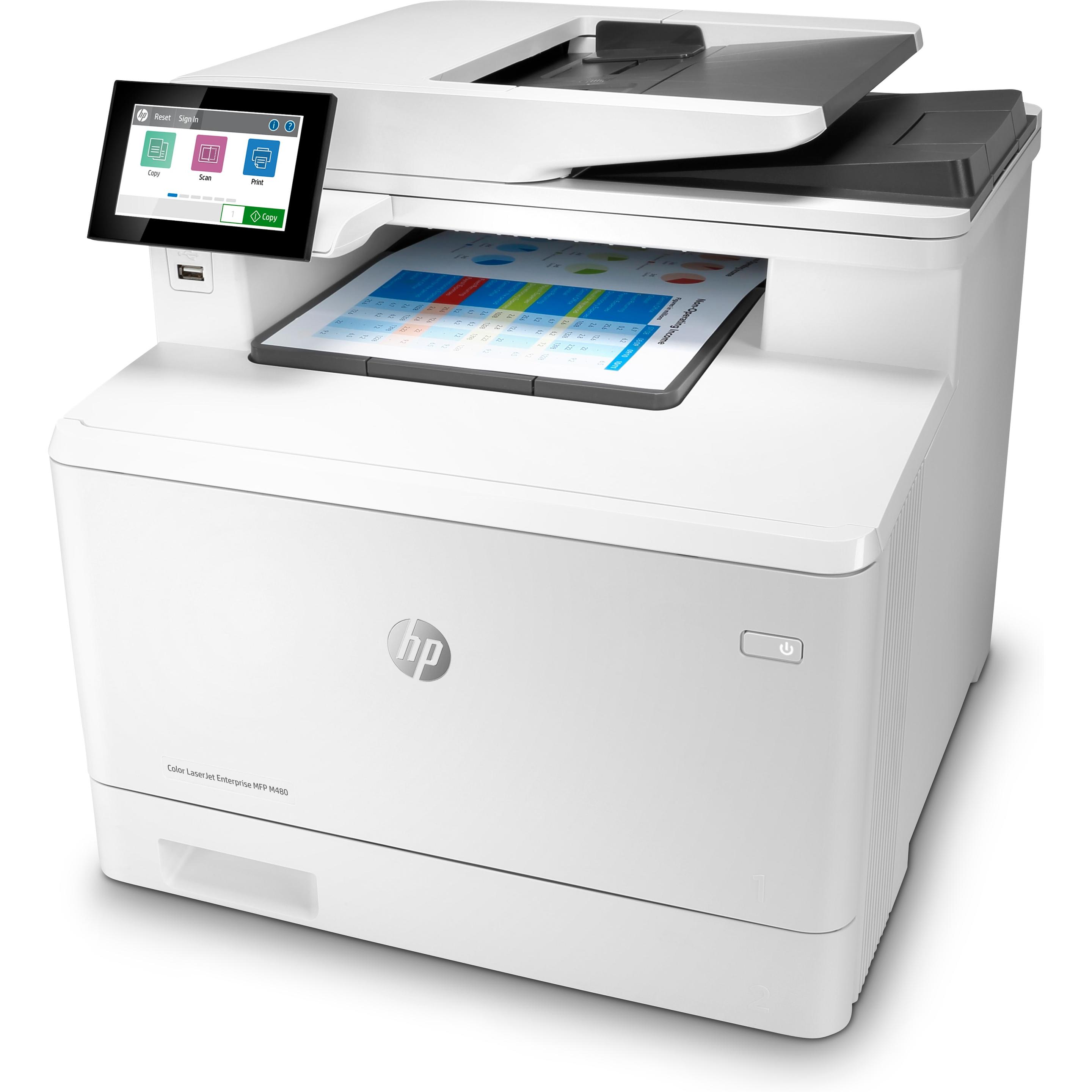 HP Color LaserJet Enterprise MFP M480f (Laser, Farbe), Drucker, Weiss