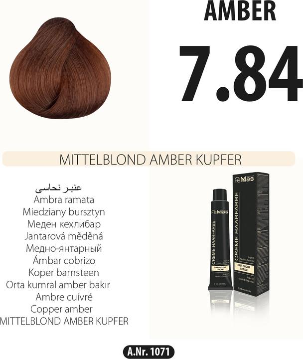 Immagine prodotto FemMas 7.84) Colore per capelli biondo medio ambrato rame 100ml