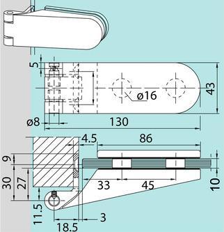 Dormakaba Paumelle pour porte en verre Studio Rondo
