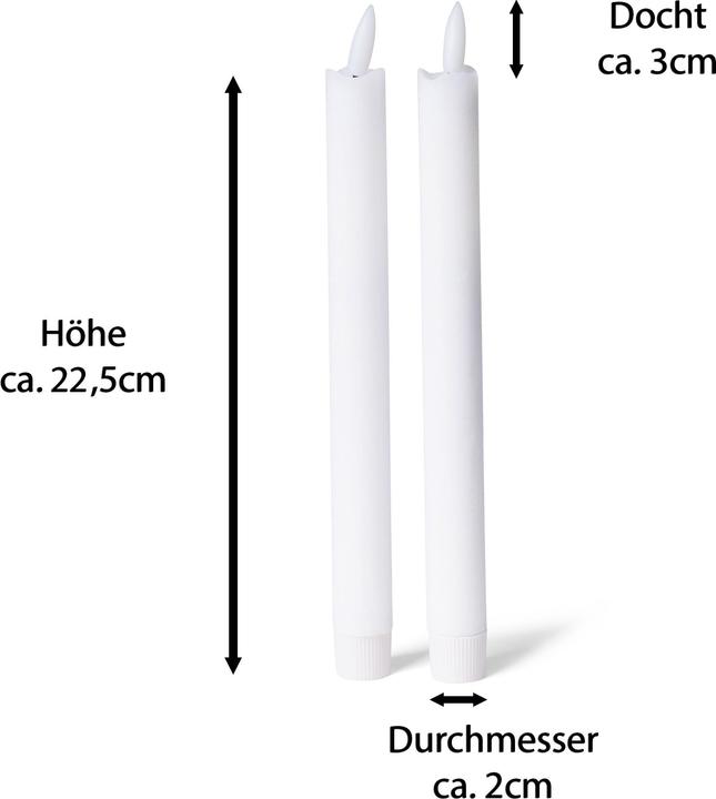 Produktbild Novaliv LED Stabkerze 2er indoor mit Timer Funktion - 6 Stunden - Weiss - 20cm Höhe für 2,2cm Durchmesser / (2 x)