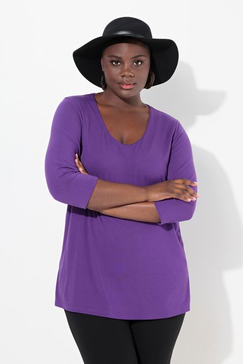 Produktbild Ulla Popken Shirt, tiefer Rundhalsausschnitt, 3/4 Arm (46, 48)