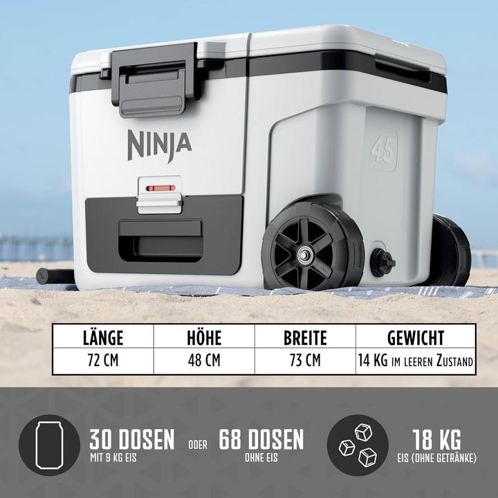 Actual product image Ninja FrostVault Kühlbox mit Rollen und Isolierung, integrierter Dry Zone Schublade für Lagerung bei
