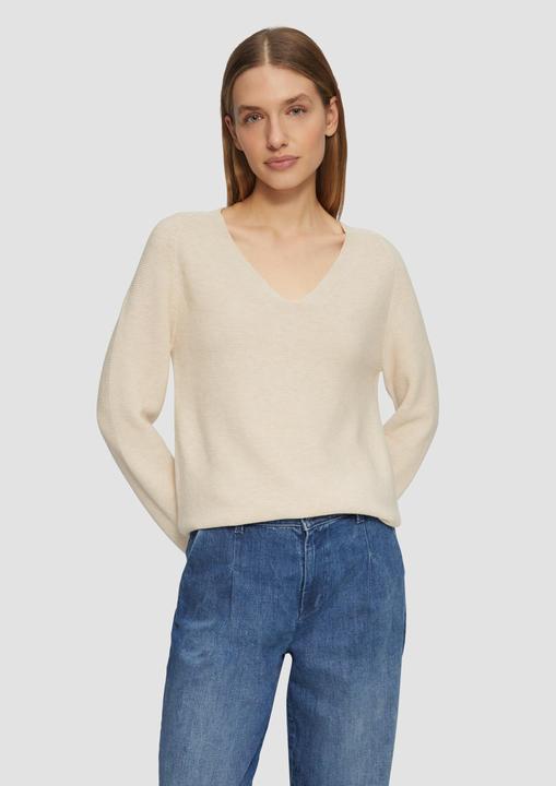 Immagine prodotto S.Oliver Strickpullover Gerippter Strickpullover aus Baumwollmix mit V-Ausschnitt (48)