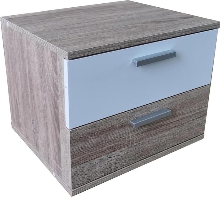 HTI-Living Nachtschrank Sonoma Weiss Nina (45 x 38 x 38 cm)