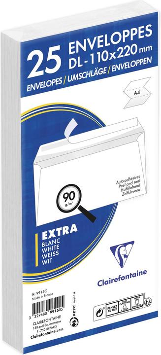 Produktbild Clairefontaine Briefumschl„ge, DL, 110 x 220 mm, weiá (110 x 220 mm, 1 x)