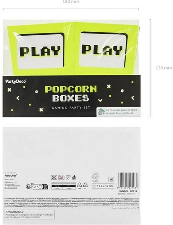 Actual product image Partydeco PopCorn box - Play (6 pieces) (6 x)